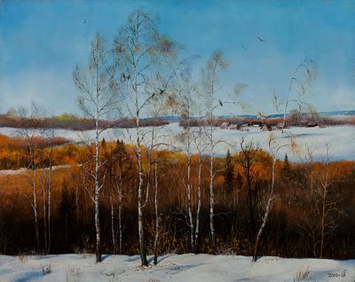 Дорофеев Сергей "Начало зимы" 2008 г. 50х70 см, холст, масло. Сергей Владимирович Дорофеев - 