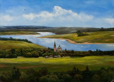 Дорофеев Сергей "Русские просторы" 2008 г. 60х80 см, холст, масло. Сергей Владимирович Дорофеев 