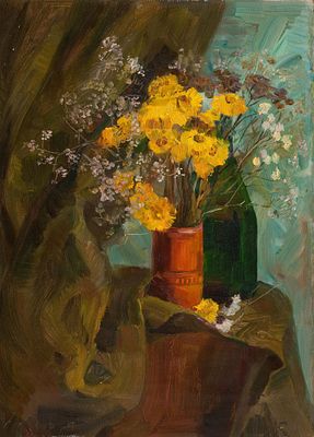 Дубникова Елена "Натюрморт" 48,5х35 см, картон, масло. Елена Андреевна Дубникова 
Родилась в 