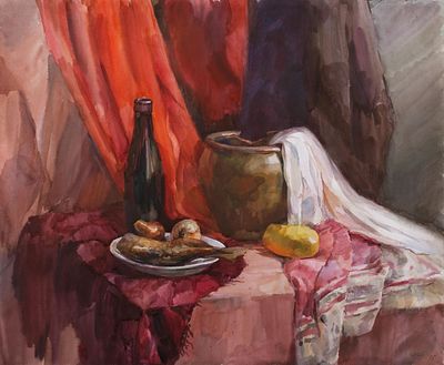 Дубникова Елена "Парадиз для любителя пива" 1995 г. 50х60 см, бумага, акварель. Елена Андреевна 