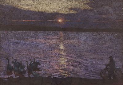 [Большой формат] Егоров Евгений "А на закате домой" 2009 г. 70х100 см, бумага, пастель. 