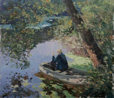 Егоров Евгений "Рыбак" 2005 г. 60х70,5 см, холст, масло. Евгений Сергеевич Егоров - художник 