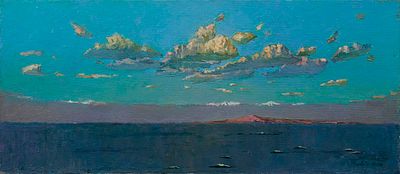 Жаров Дмитрий "Облака" 2006 г. 35х80 см, холст, масло. Родился в 1979 г. в г. Пензе. 
В 1999 г. 