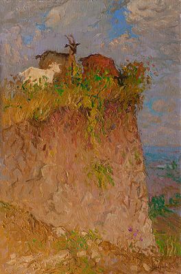 Жаров Дмитрий "Козы на обрыве" 2008 г. 60х40 см, холст, масло. Родился в 1979 г. в г. Пензе. 
В 