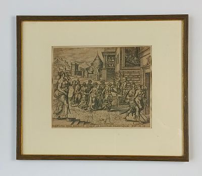 Marten de Vos (1532-603). Старинная гравюра. Повтор 19 в. Размеры: 35,5 х 42 (рама), 19,7 х 24 