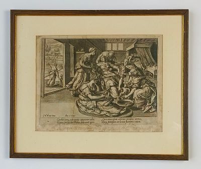 Marten de Vos (1532-603). Старинная гравюра. Повтор 19 в. Размеры: 35,5 х 42 (рама), 19,7 х 24 