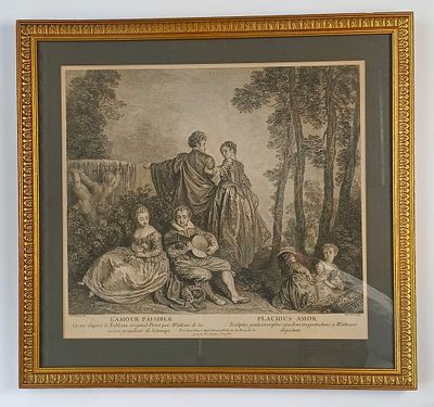 Старинная гравюра "Мирная любовь" по оригиналу Бернарда Барона (18 в.)
Размеры: 50 х 53 (рама) 