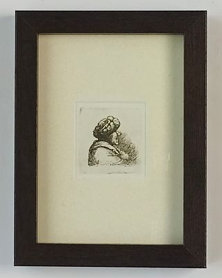 Старинная гравюра (по оригиналу Рембрандта). Размеры 5 х 4,8 см (изображение), 20,7 х 15,5 см 