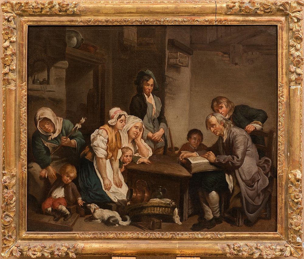 Живописец-последователь Жан-Батиста Греза (1725-1805)
Отец читает библию со своими детьми 
