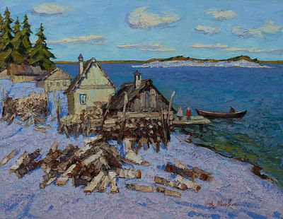 Мотов Дмитрий. Заслуженный художник Европы. &laquo;Весна. Баньки в Карелии&raquo; 70x90 см, 2008 г. Холст 