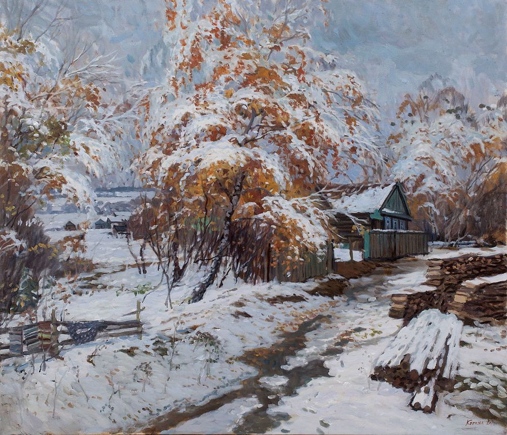 [Большой формат] Копняк Валерий "Первый снег" 85х98 см, 2013 г. Холст, масло. Заслуженный 