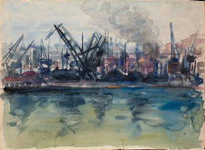 Орлова Галина Андреевна (1913-2009). Народный художник РСФСР. "Утро в Одесском порту", 32,5 х 