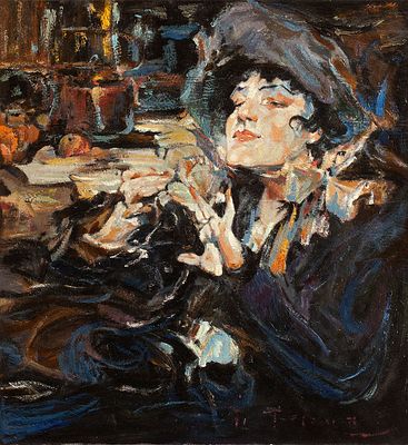 Фешин, Николай Иванович. Дама за маникюром (Портрет m-lle Жирмонд), 1918г. Государственный 