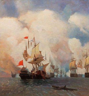 [Большой формат] Копия музейного уровня. Айвазовский Иван. Баталия в Хиосском проливе 24 июня 