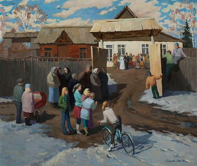 [Большой формат] Сидорова Светлана, "Свадьба", 85х100 см, 2005 г. Холст, масло.