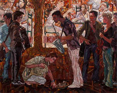 [Большой формат] Совков Сергей. 
"Кафе "Изюм", 	2009г., 	80x100см., 	холст, масло. Лауреат 