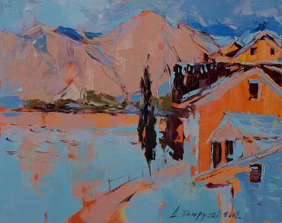 Патрушев Д. "Оранжевое утро", 40х50 см, холст, масло, 2008 г. Работа в холсте. Патрушев Дмитрий 