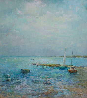 Кононов И. Рыбацкий причал. 2007 г. Холст, масло. 42,5x38 см