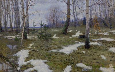 Худяков Василий "Тают снега" 50х80 см, 2008 г. Холст, масло. Худяков Василий, лауреат Золотого 