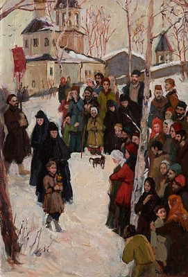 Реброва Анна, "Крестный ход", 50x35 см, 2007 г. Холст, масло. . Анна Викторовна Реброва 