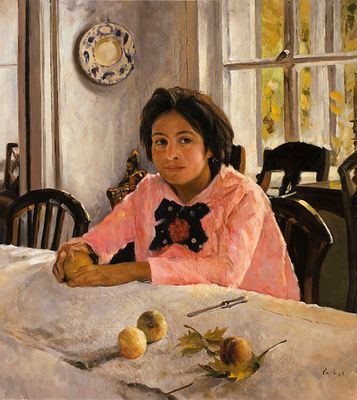 Серов, Валентин (1865-1911гг.). Девочка с персиками, 1887г., холст, масло. Высокохудожественная 