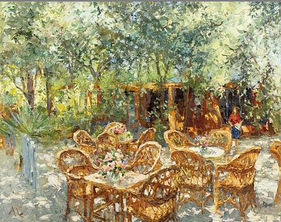 Семененко Александр "Парижское кафе", 2017 г., 70х90 см, холст, масло. Лауреат первой премии 