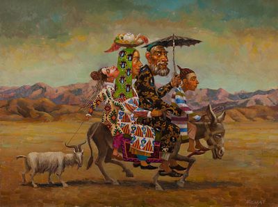 Джураев Нигмат. В гости-1, 2006-08г., 60х80см. Холст, масло. Работа в холсте. Нигмат Джураев 