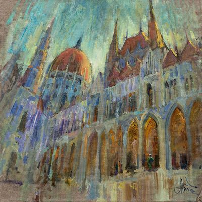 Набока Андрей Будапештская радость, 2015 г., 50x50 см, холст, масло. Андрей Олегович Набока 