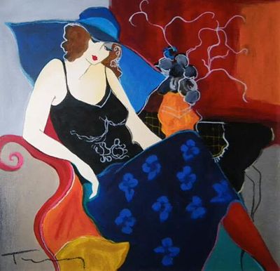 Itzchak Tarkay, "Nellie". Ицхак Таркай, "Нелли". Шелкография на холсте с авторскими 