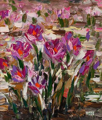 Плотников Георгий. Крокусы, 2007г., 60х50см., картон\масло. Родился в 1964 году в городе 