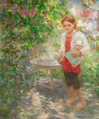 Михайличенко Сергей "Завтра в школу" 90х75 см, 2012 г. Холст, масло. Михайличенко Сергей 