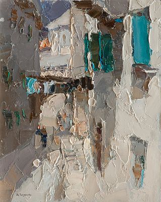 Волков Даниил Викторович "В старом городе-1" 25х20 см, 2013 г. Картон, масло.