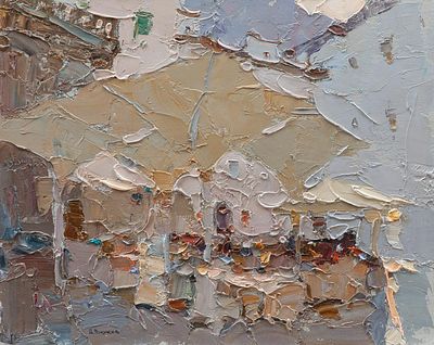 Волков Даниил Викторович "В старом Которе" 20х25 см, 2013 г. Картон, масло.