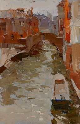 Волков Даниил Викторович "Венеция" 30х20 см, 2009 г. Картон, масло.