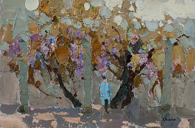 Волков Даниил Викторович "Глициния" 20х30 см, 2012 г. Картон, масло.