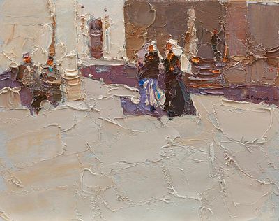 Волков Даниил Викторович "Двое и двое" 20х25 см, 2013 г. Картон, масло.