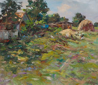 Чередниченко Александр Николаевич "Возле двора" 70х80 см, 2010 г. Холст, масло.
