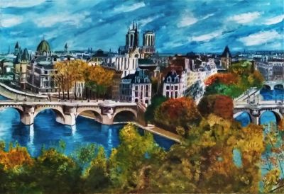 אמן לא מזוהה. פריז, 
שמן על בד, 
50x72 ס"מ. 
חתום.