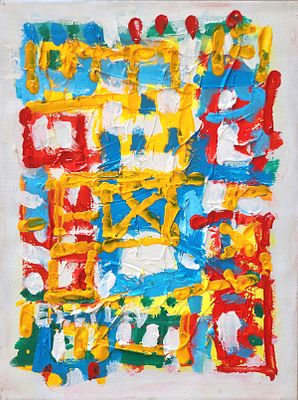 אתי לב (2020 - 1941) . קומפוזיציה,
אקריליק על בד,
40x30 ס"מ.
חתום.