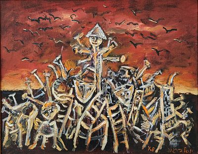 יוסל ברגנר (1920-2017). "מסיבה"
שמן על בד,
40x50 ס"מ.
חתום.
חתום ומתואר מאחור.
ניתן לקבל