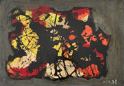 יעקב וכסלר (1912-1995). מופשט,
שנות השישים,
שמן על קרטון,
35x50 ס"מ.
חתום.