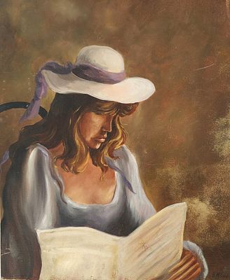 חנן מילנר (נ. 1949) . נערה קוראת ספר,
שמן על בד,
47x39 ס"מ.
חתום.