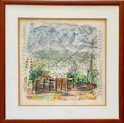 פנחס אברמוביץ (1986 - 1909). מפרץ חיפה,
אקוורל על נייר,
37x37 ס"מ.
חתום.