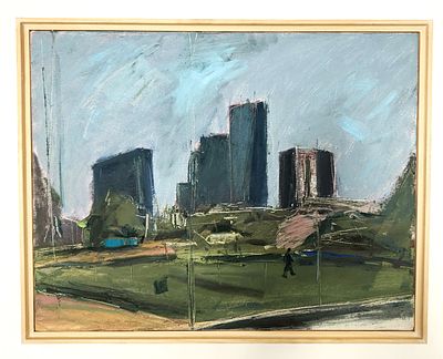 אלכס קרמר (נ.1966). תל אביב,
שמן על בד,
35x45 ס"מ.
חתום מאחור.