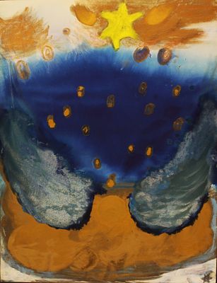 משה גרשוני (2017 - 1936)
. מופשט,
שמן וטכניקה מעורבת על נייר,
66x50 ס"מ.
חתום.