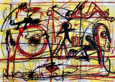 אלכס קרמר (נ.1966). ללא כותרת,
שמן על נייר,
50x70 ס"מ.
חתום.