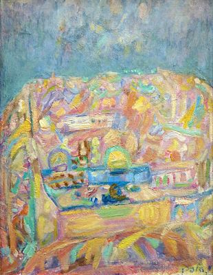 אלחנן הלפרן (1914-1995). נוף ירושלים,
שמן על עץ,
39x36 ס"מ.
חתום.