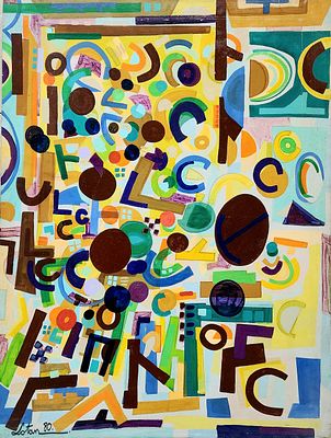 יונה לוטן (1926-1998). ללא כותרת 1980,
שמן על בד,
91x122 ס"מ.
עבודה גדולה ואיכותית מהטובות