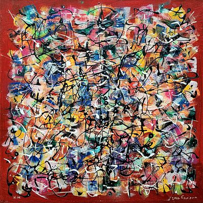 חיים מחט. מופשט, 
אקריליק על בד, 
40x40 ס"מ. 
חתום.