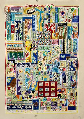 יונה לוטן (1926-1998). ללא כותרת,
הדפס צבוע, סקיצת הכנה להדפסה,
58x41 ס"מ.
חתום.
ממוספר 1/1